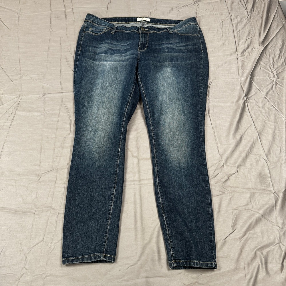 California Vintage Womens Plus Size 20 Dark Wash Skinny Jeans Stretch Denim